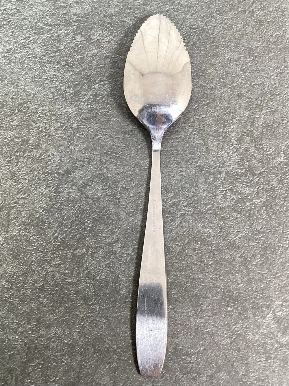 3  Serrated Grapefruit Spoons-2 Wm Rogers IS Sweep Pattern Silverplate, 1 Unmark